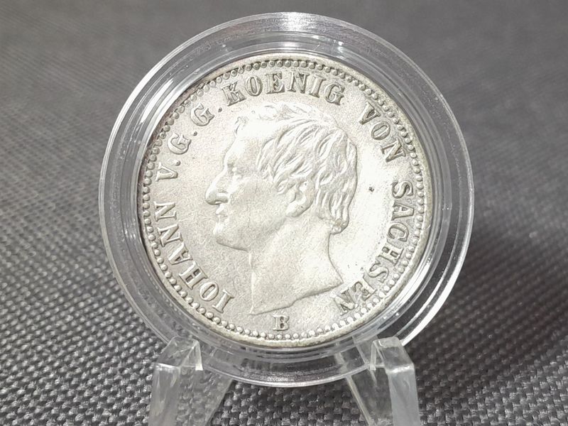 Silbermünze 1864 1/6 Taler Königreich Sachsen Johann I. Altdeutschland Selten Silbermünze 1864 1/6 Taler Königreich Sachsen Johann I. Altdeutschland Selten