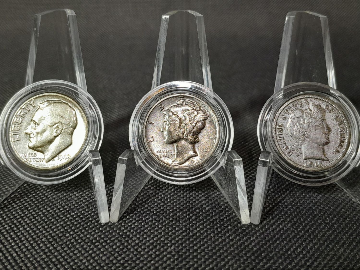 Silbermünzen Set USA 1916 1941 1949 10 Cent Dime Barber Mercury Roosevelt Silbermünzen Set USA 1916 1941 1949 10 Cent Dime Barber Mercury Roosevelt