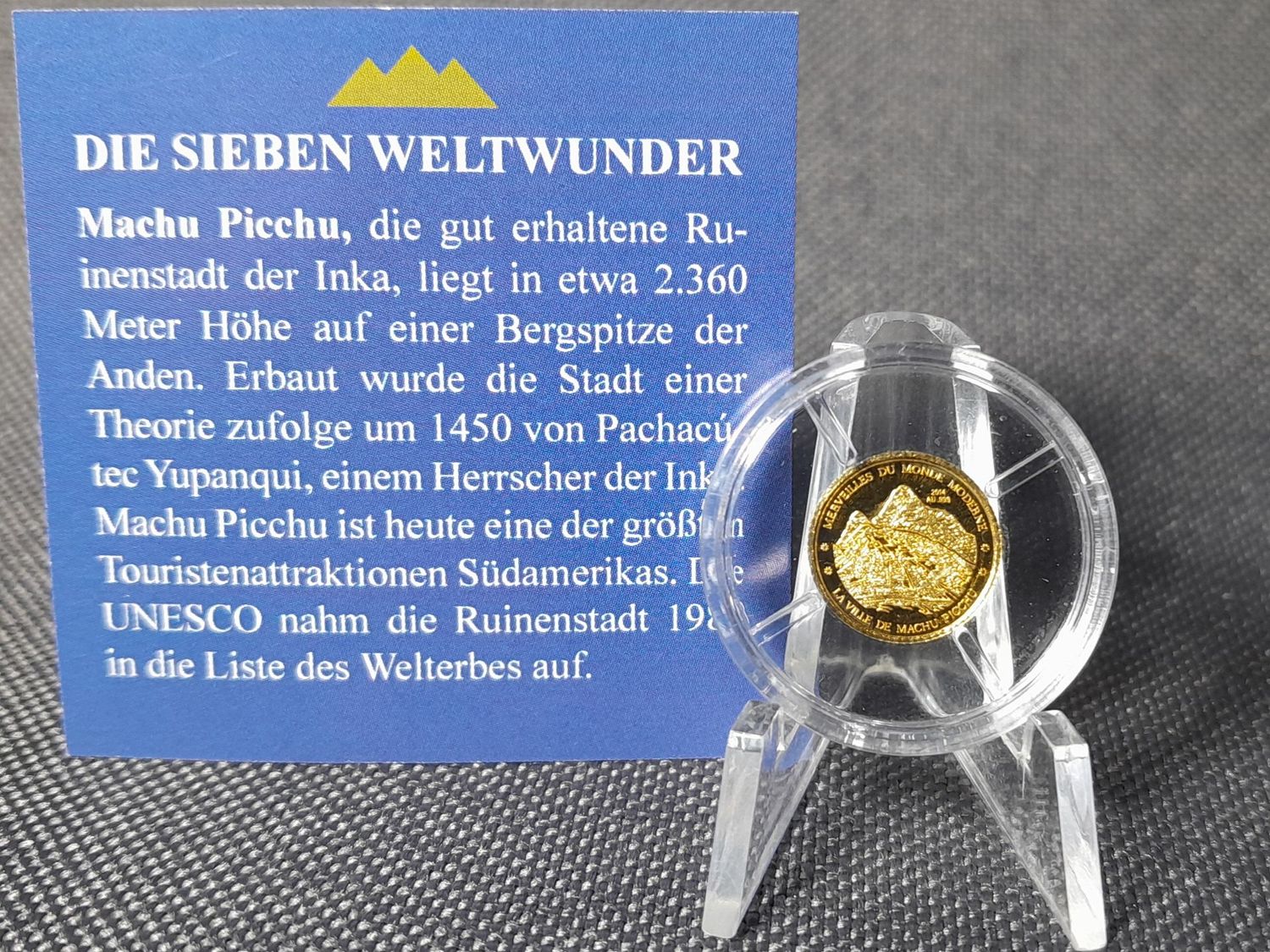 Goldmünze Niger 2014 100 Francs Machu Picchu Peru Stadt Inka Weltwunder PP Proof 0,5 g