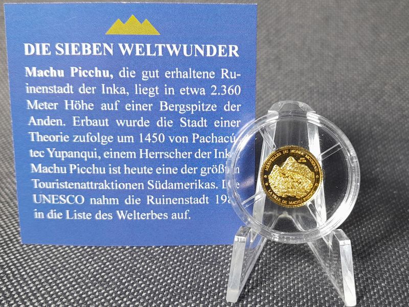 Goldmünze Niger 2014 100 Francs Machu Picchu Peru Stadt Inka Weltwunder PP Proof 0,5 g