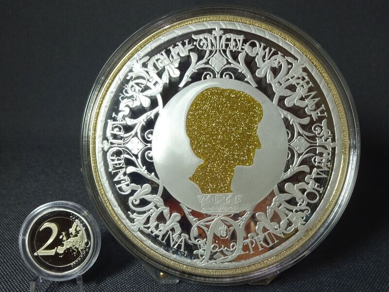 Medaille Deutschland Lady Diana Farbe Proof Diamantenstaub 100 mm Gigantenprägung