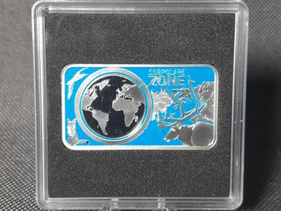 Silberbarren Planet Erde 2017 Deutschland UV Lack Ring Subpolare Zone Fluoreszierend Farbe 1/2 Oz Unze