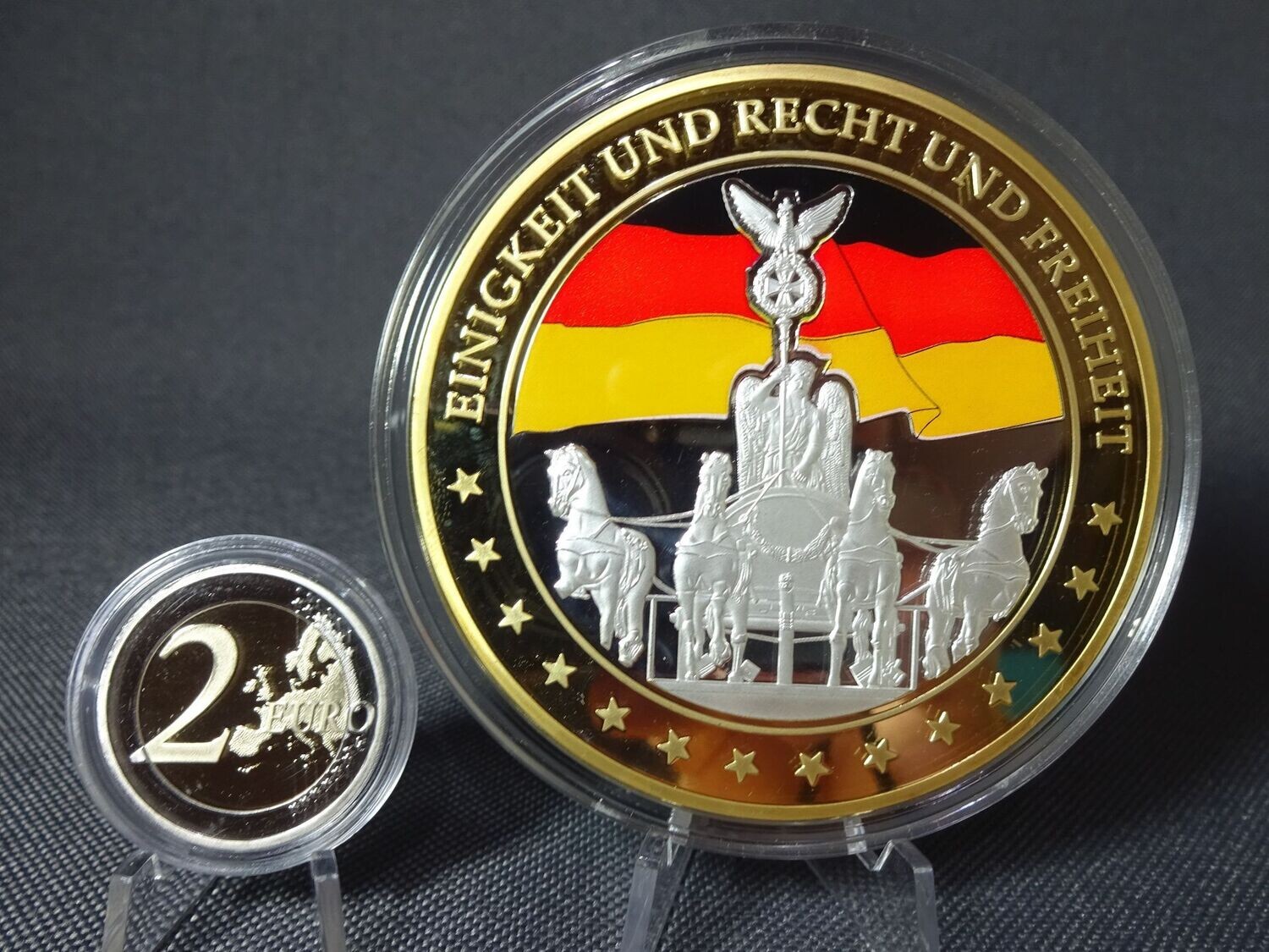 Medaille Deutschland 2011 Quadriga Nationalhymne Farbe Versilbert Gilded 70 mm Gigantenprägung