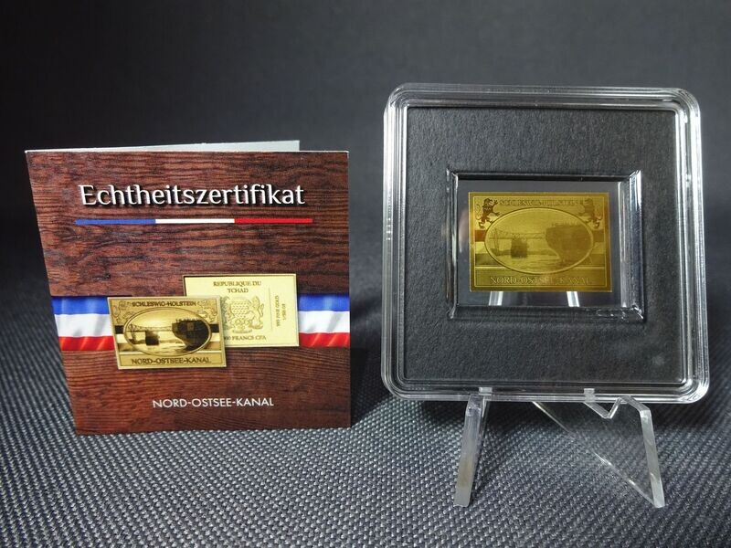 Goldmünze Tschad 3000 Francs Nord Ostsee Kanal Goldbarren 1/500 Oz Unze