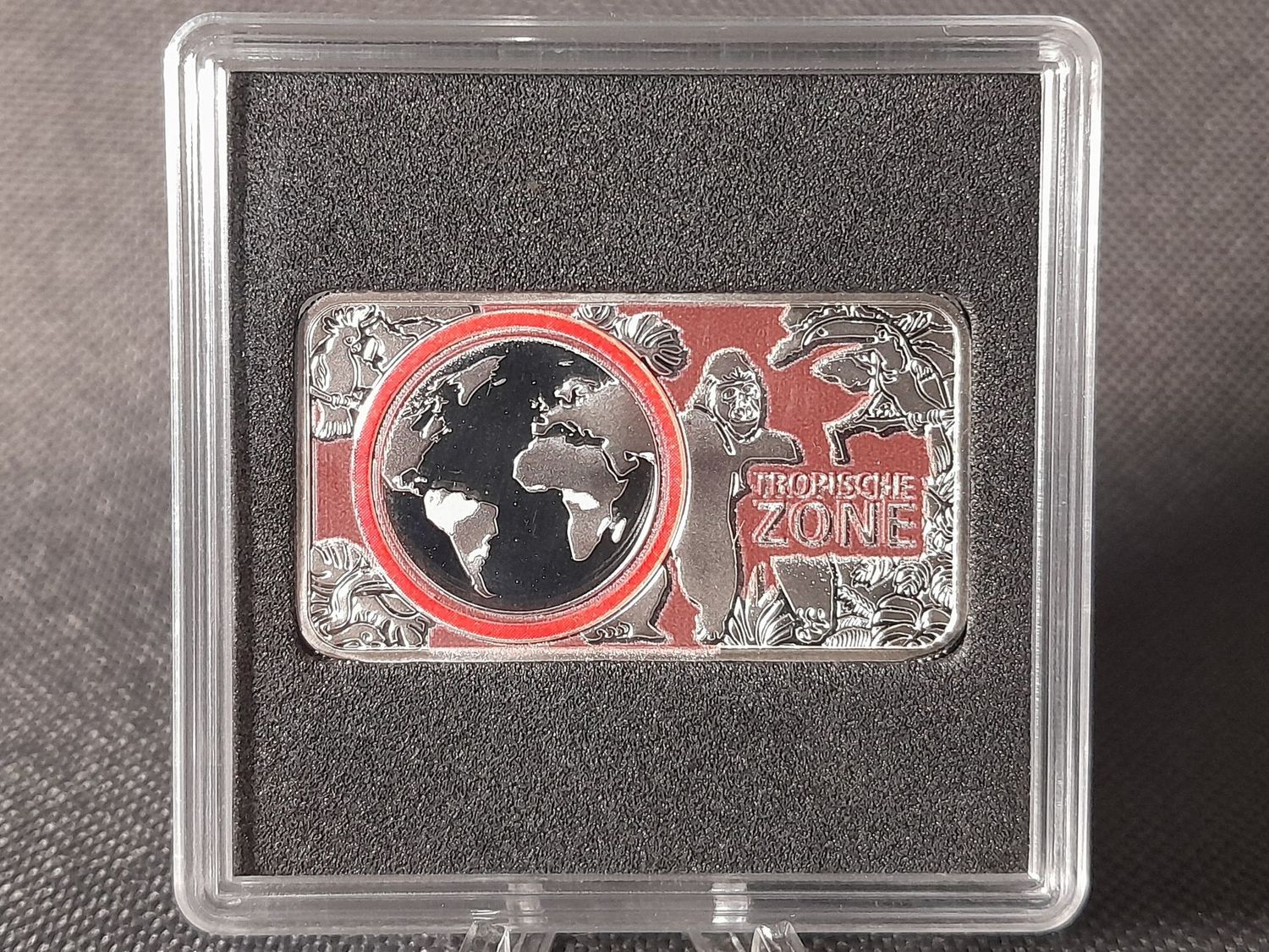 Silberbarren Planet Erde 2017 Deutschland UV Lack Ring Tropische Zone Fluoreszierend Farbe 1/2 Oz Unze