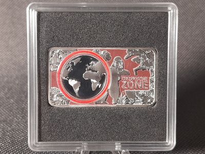 Silberbarren Planet Erde 2017 Deutschland UV Lack Ring Tropische Zone Fluoreszierend Farbe 1/2 Oz Unze