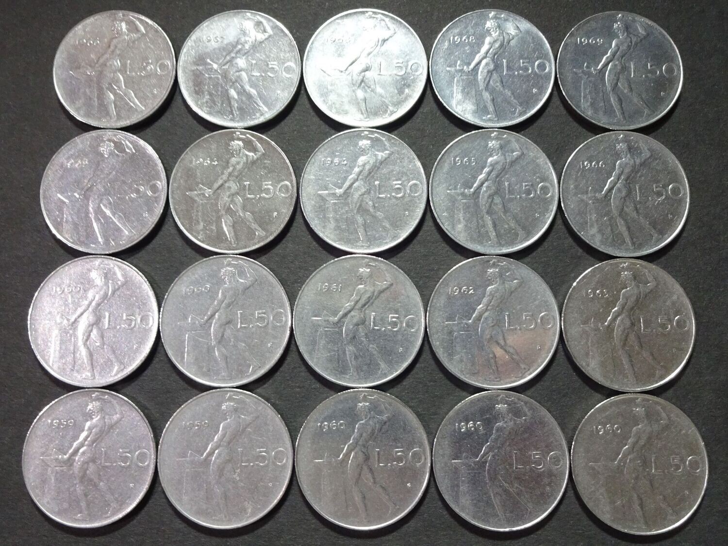 Münzen Set Italien 1959 - 1969 50 Lire Münzen Set Italien 1959 - 1969 50 Lire