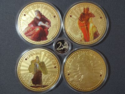 Medaillen Set Deutschland Germania Swarovski Farbe Vergoldet Wacht Rhein 1914 Gigantenprägung 70 mm