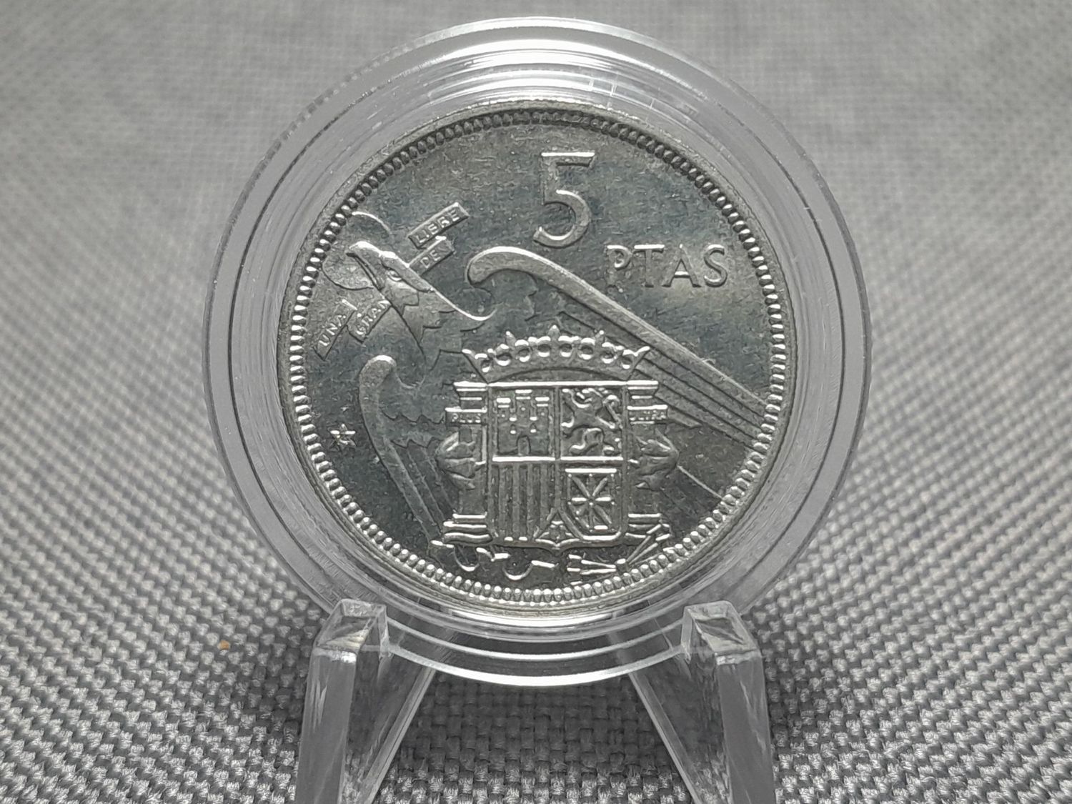 Münze Spanien 1957 5 Pesetas 1974 Stern ? 74 Peseten Franco Erhaltung (2)