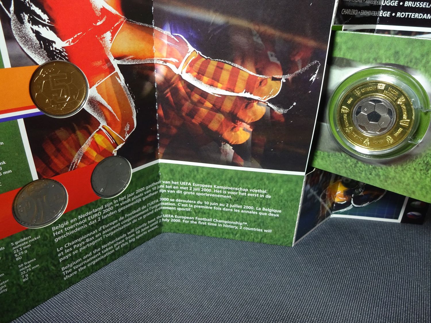 Münzen Medaille Set 2000 Niederlande Belgien 5 50 Gulden Francs Fussball EM