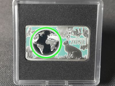 Silberbarren Planet Erde 2017 Deutschland UV Lack Ring  Gemässig. Zone Fluoreszierend Farbe 1/2 Oz Unze