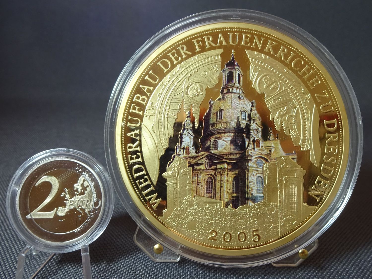 Medaille Deutschland 2005 Frauenkirche Dresden Vergoldet 70 mm Gigantenprägung