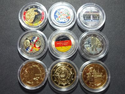 Münzen Set Deutschland Bremen 2 Euro Erasmus Fussball Farbe Emaille Vergoldet