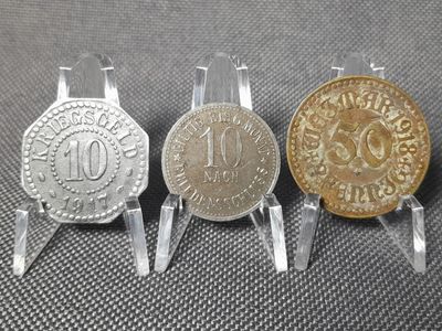 Münzen Set Deutsches Kaiserreich 1917 1918 10 50 Pfennig Saarburg Marktleuthen Weimar Kriegsgeld Notgeld