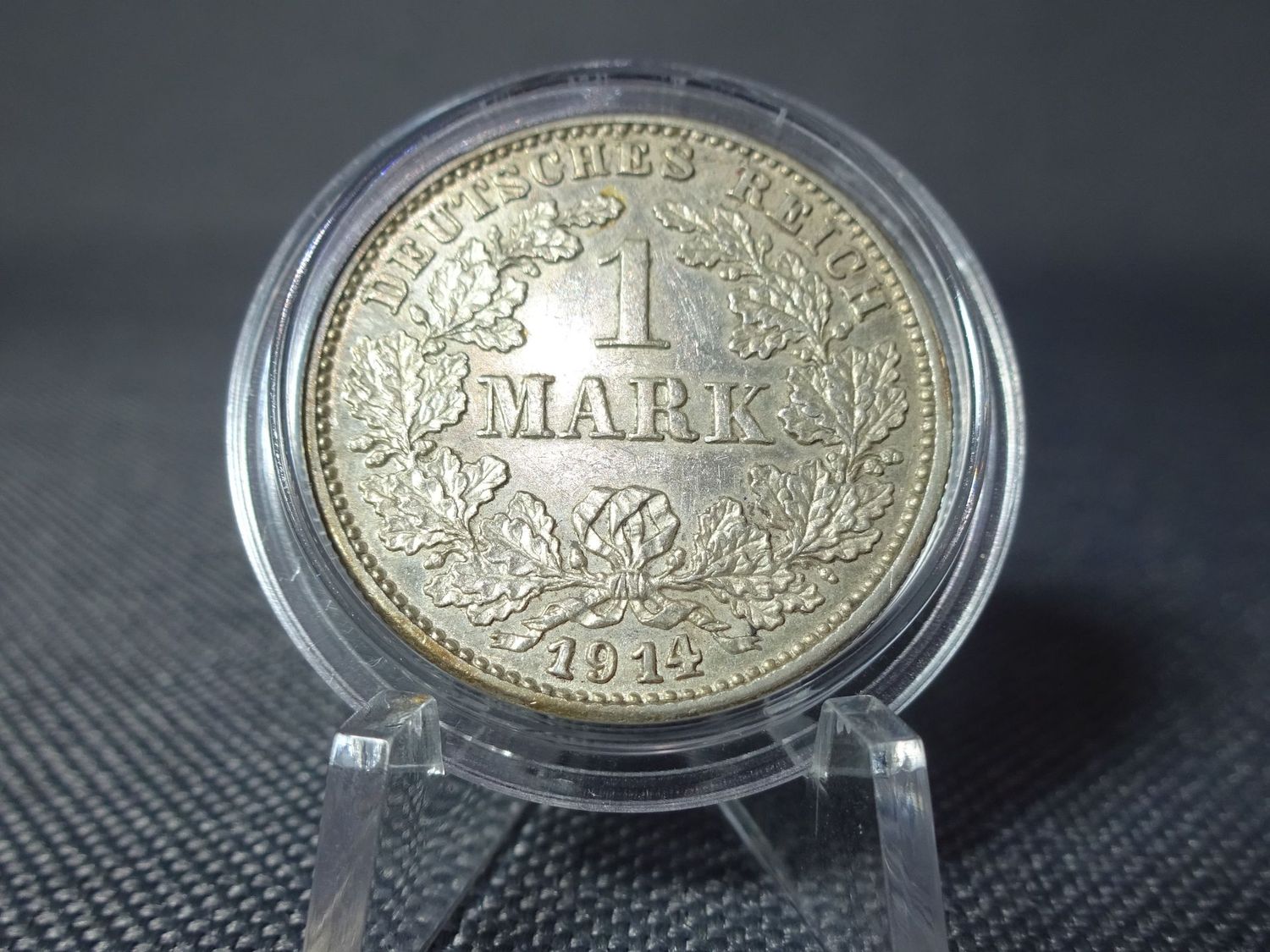 Silbermünze Deutsches Kaiserreich 1914 G 1 Mark Karlsruhe Fehlprägung 2.