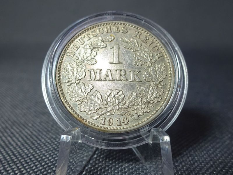 Silbermünze Deutsches Kaiserreich 1914 G 1 Mark Karlsruhe Fehlprägung 2.