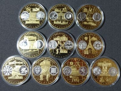 Medaillen Set Europa Österreich Deutschland Niederlande Luxemburg Belgien Frankreich Portugal Griechenland Italien Spanien Medaillen Set Europa Österreich Deutschland Niederlande Luxemburg Belgien Frankreich Portugal Griechenland Italien Spanien