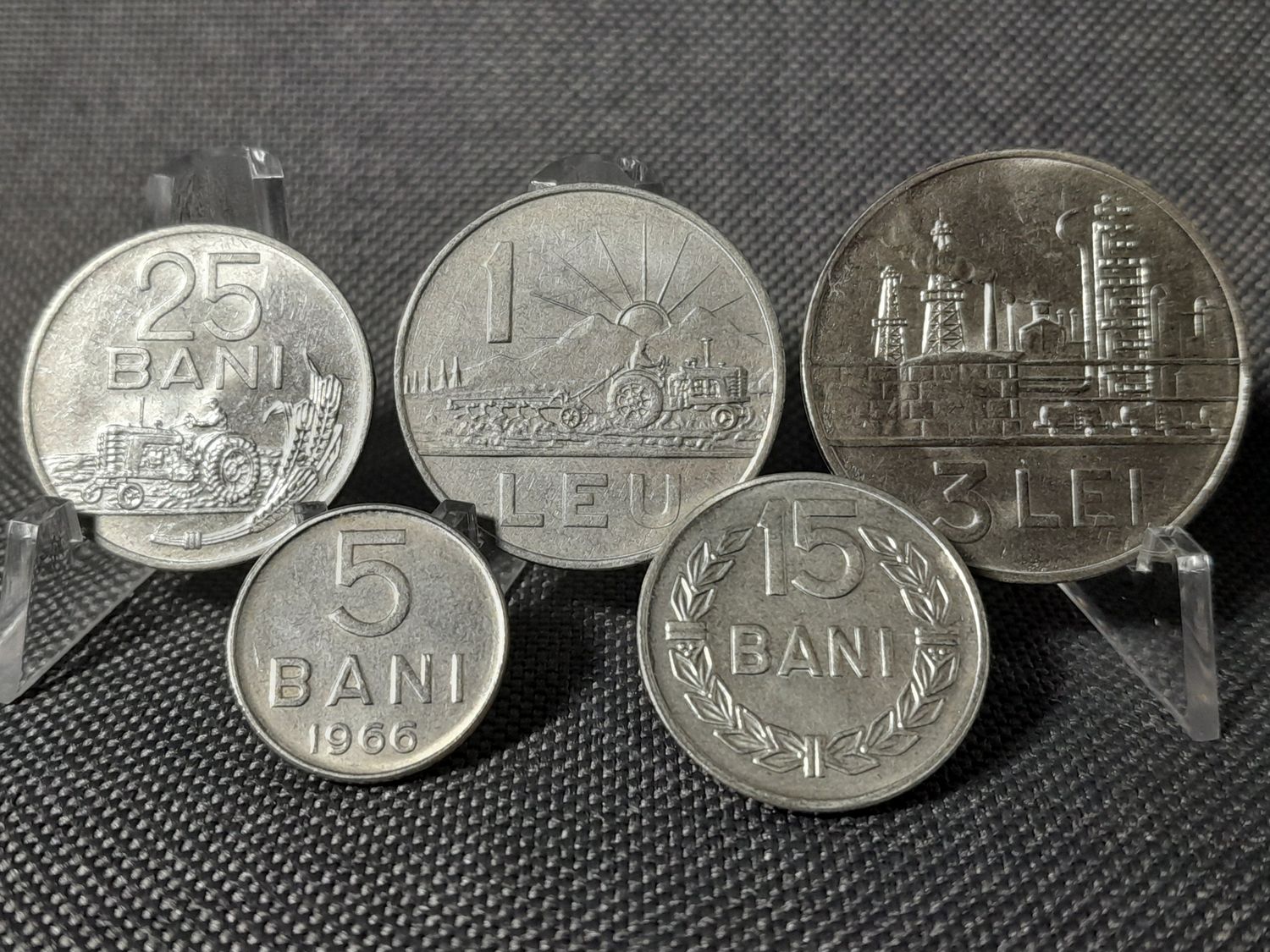 Münzen Set Rumänien 1966 1 3 5 15 25 Bani Leu Lei Traktor Industrie Münzen Set Rumänien 1966 1 3 5 15 25 Bani Leu Lei Traktor Industrie