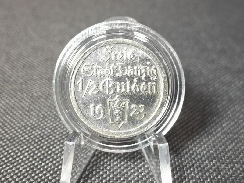 Silbermünze Nebengebiete Freie Stadt Danzig 1923 1/2 Gulden Silbermünze Nebengebiete Freie Stadt Danzig 1923 1/2 Gulden