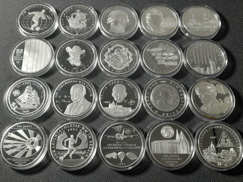 Medaillen Set 2006 2007 2008 2009 Deutschland 10 Euro Sammlermünzen Versilbert PP Proof Medaillen Set 2006 2007 2008 2009 Deutschland 10 Euro Sammlermünzen Versilbert PP Proof