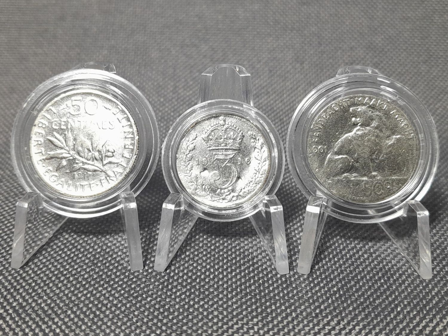 Silbermünzen Set England Belgien Frankreich 1901 1916 1917 3 Pence 50 Centimes Silbermünzen Set England Belgien Frankreich 1901 1916 1917 3 Pence 50 Centimes