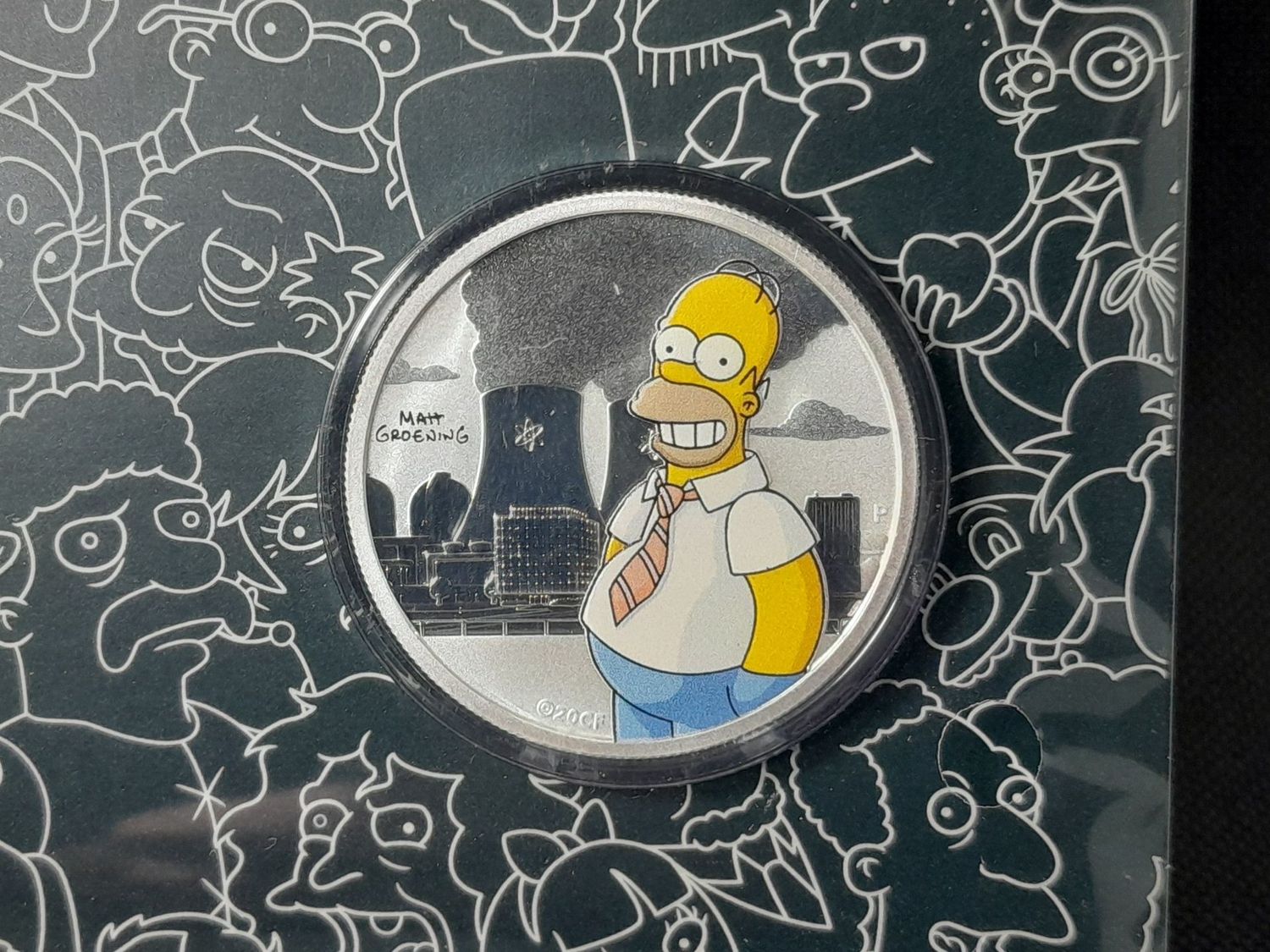 Silbermünze Tuvalu 2020 50 Cents Homer Simpson Blister Farbe 1/2 Oz Unze