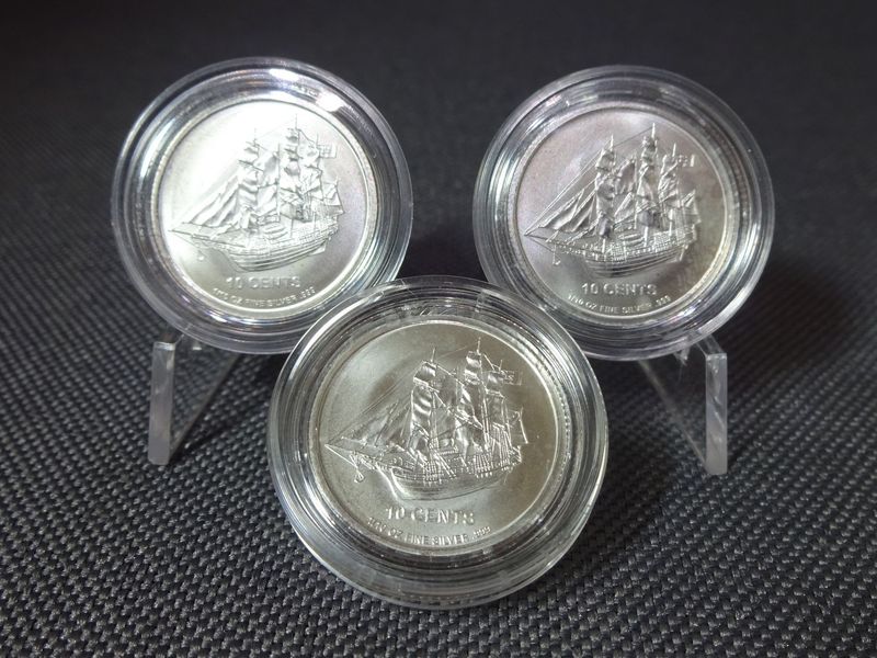 Silbermünzen Set Cook Islands 2012 Bounty 10 Cents 1/10 Oz Unze