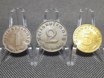 Münzen Set Drittes Reich 1937 1939 1 2 5 Reichspfennig BDJ Wien München Hamburg Münzen Set Drittes Reich 1937 1939 1 2 5 Reichspfennig BDJ Wien München Hamburg