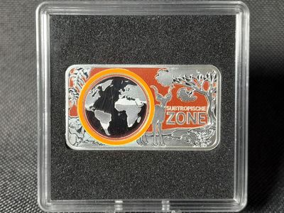 Silberbarren Planet Erde 2017 Deutschland UV Lack Ring Subtrop. Zone Fluoreszierend Farbe 1/2 Oz Unze