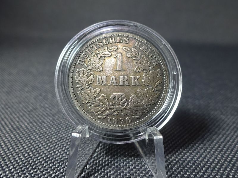 Silbermünze Deutsches Kaiserreich 1876 G 1 Mark Karlsruhe Patina