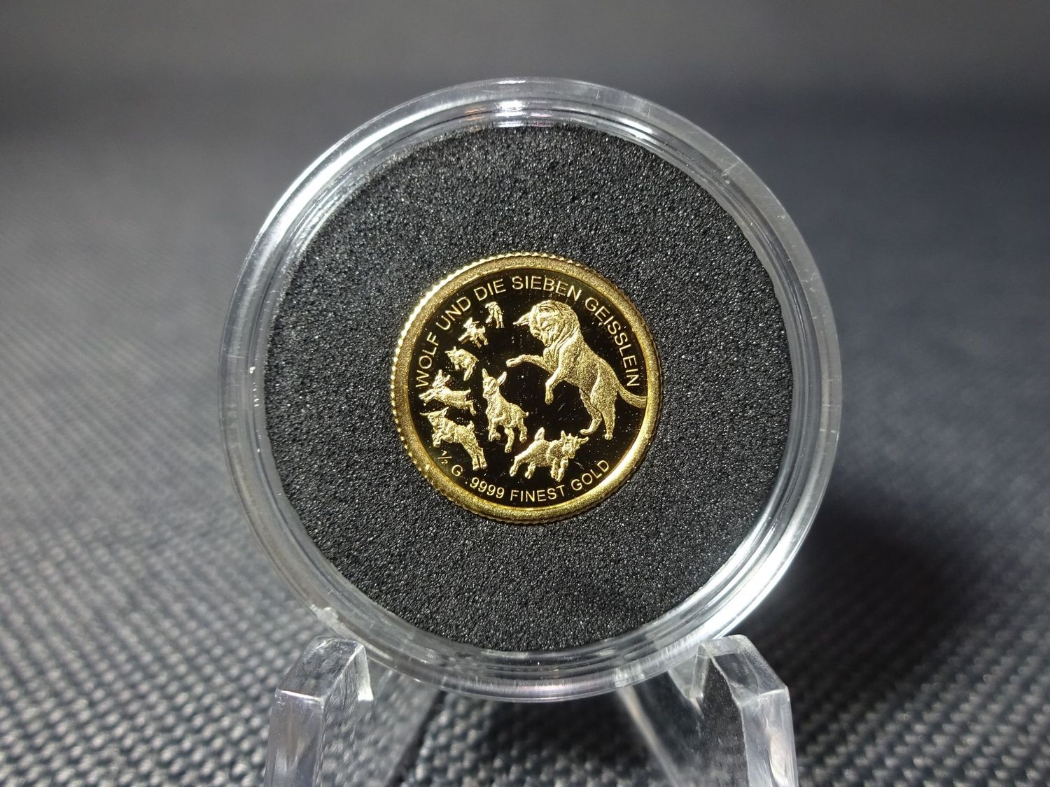 Goldmünze Burundi 2019 50 Francs Märchen Wolf 7 Geisslein PP Proof 0,5 g