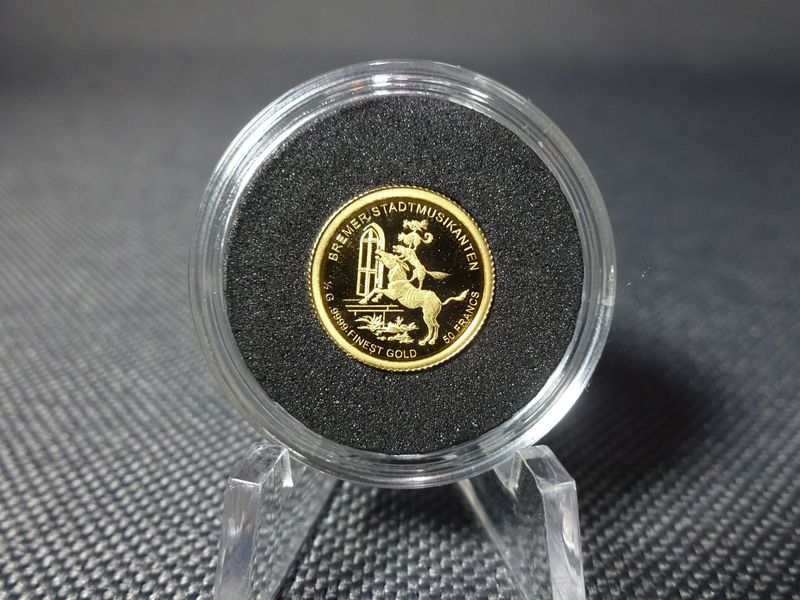 Goldmünze Burundi 2019 50 Francs Märchen Bremer Stadtmusikanten Proof 0,5 g