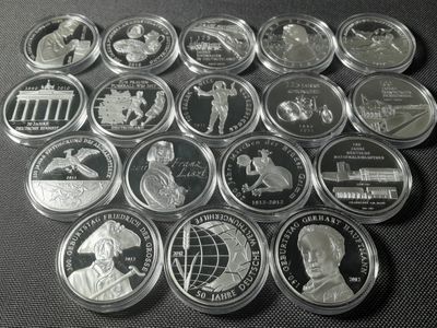 Medaillen Set 2010 2011 2012 Deutschland 10 Euro Sammlermünzen Versilbert PP Proof