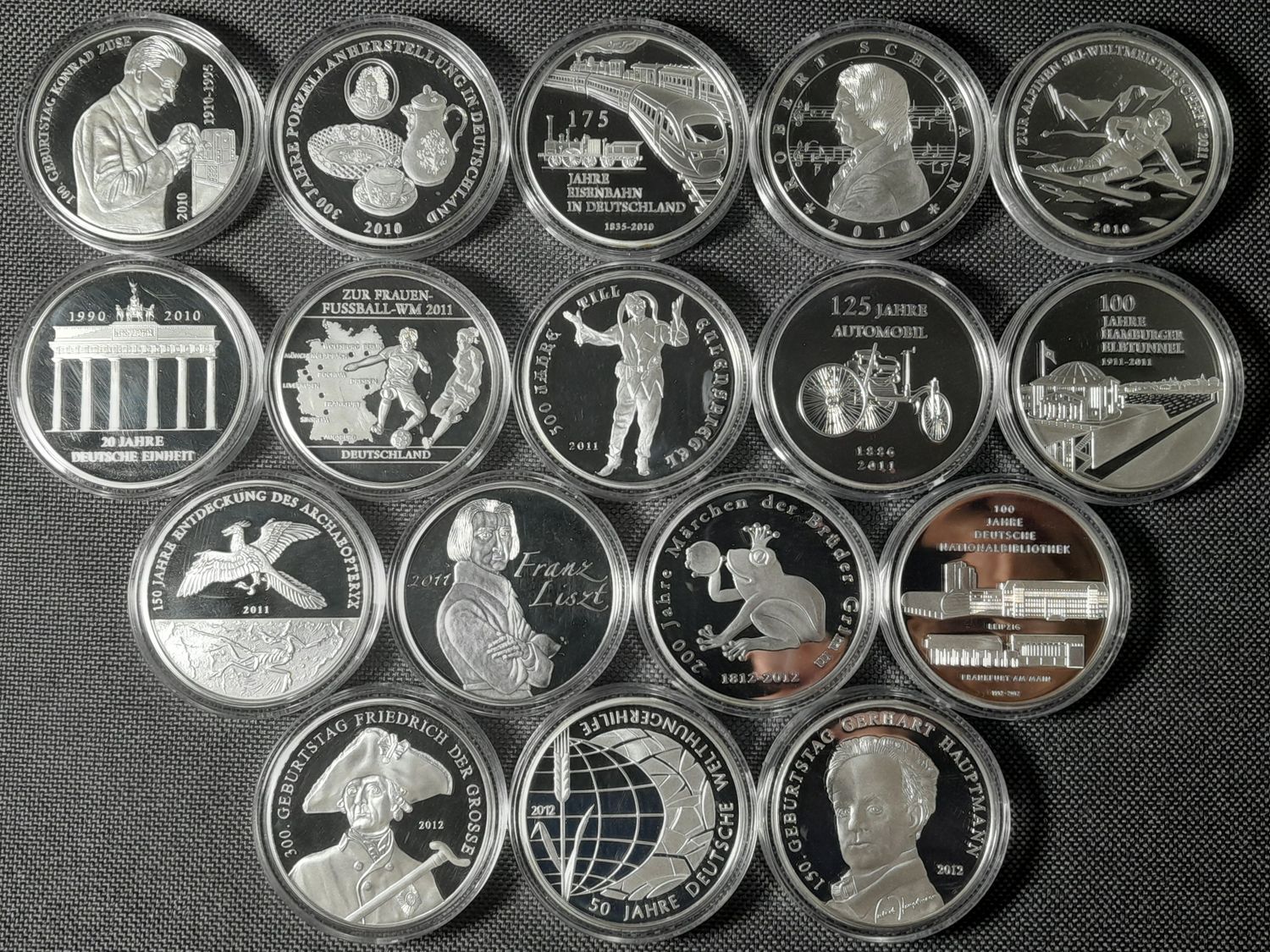 Medaillen Set 2010 2011 2012 Deutschland 10 Euro Sammlermünzen Versilbert PP Proof