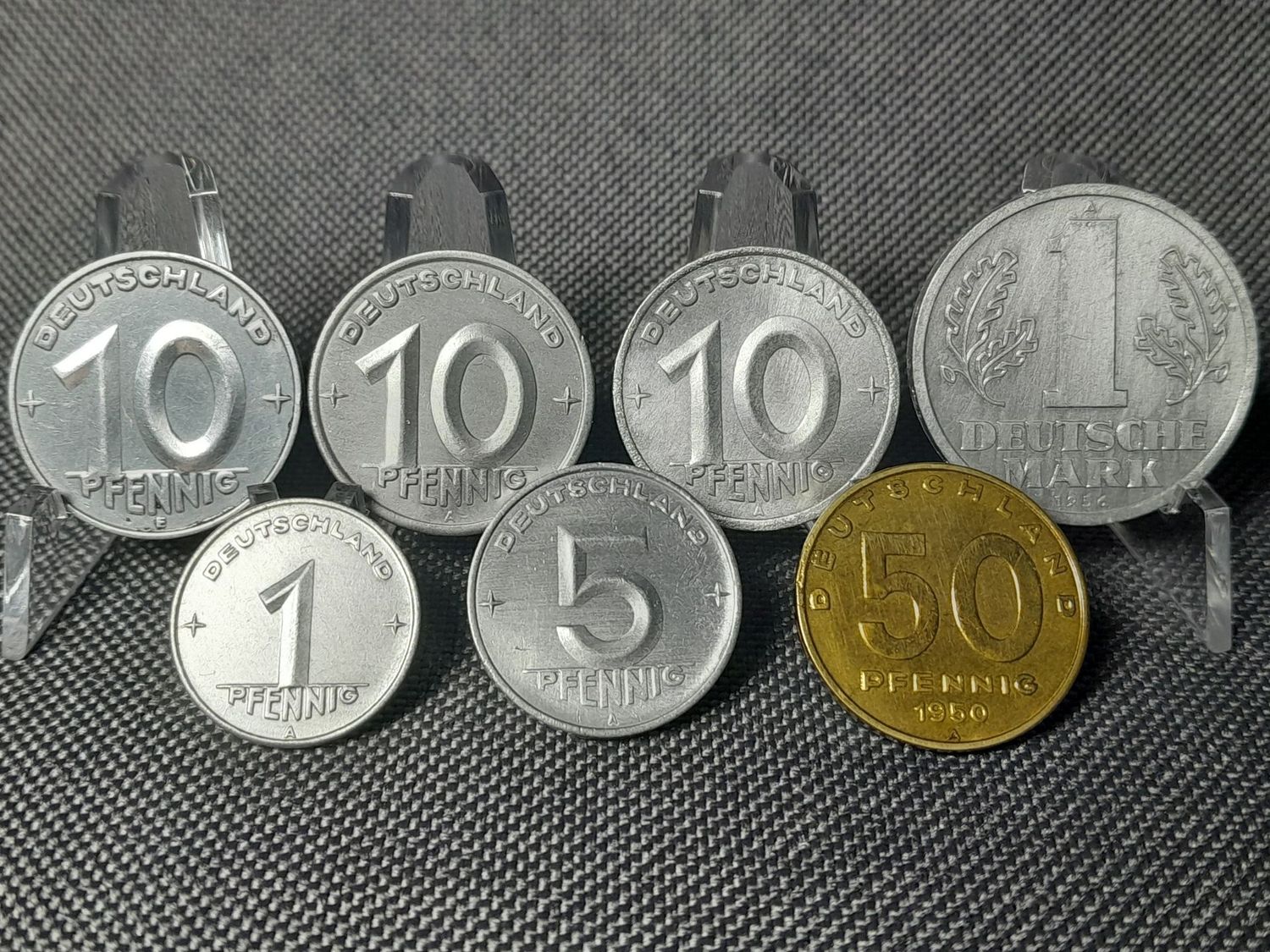 Münzen Set DDR 1948 1949 1950 1952 1956 1 5 10 50 Pfennig Mark Erhaltung!!!