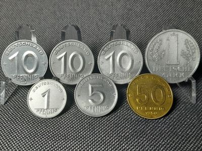 Münzen Set DDR 1948 1949 1950 1952 1956 1 5 10 50 Pfennig Mark Erhaltung!!!