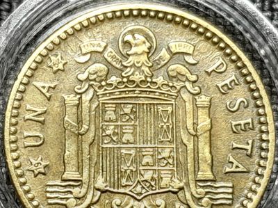 Münze Spanien 1963 1 Peseta 1964 Stern ? 64 Franco Lichtenrader Fehlprägung Selten!