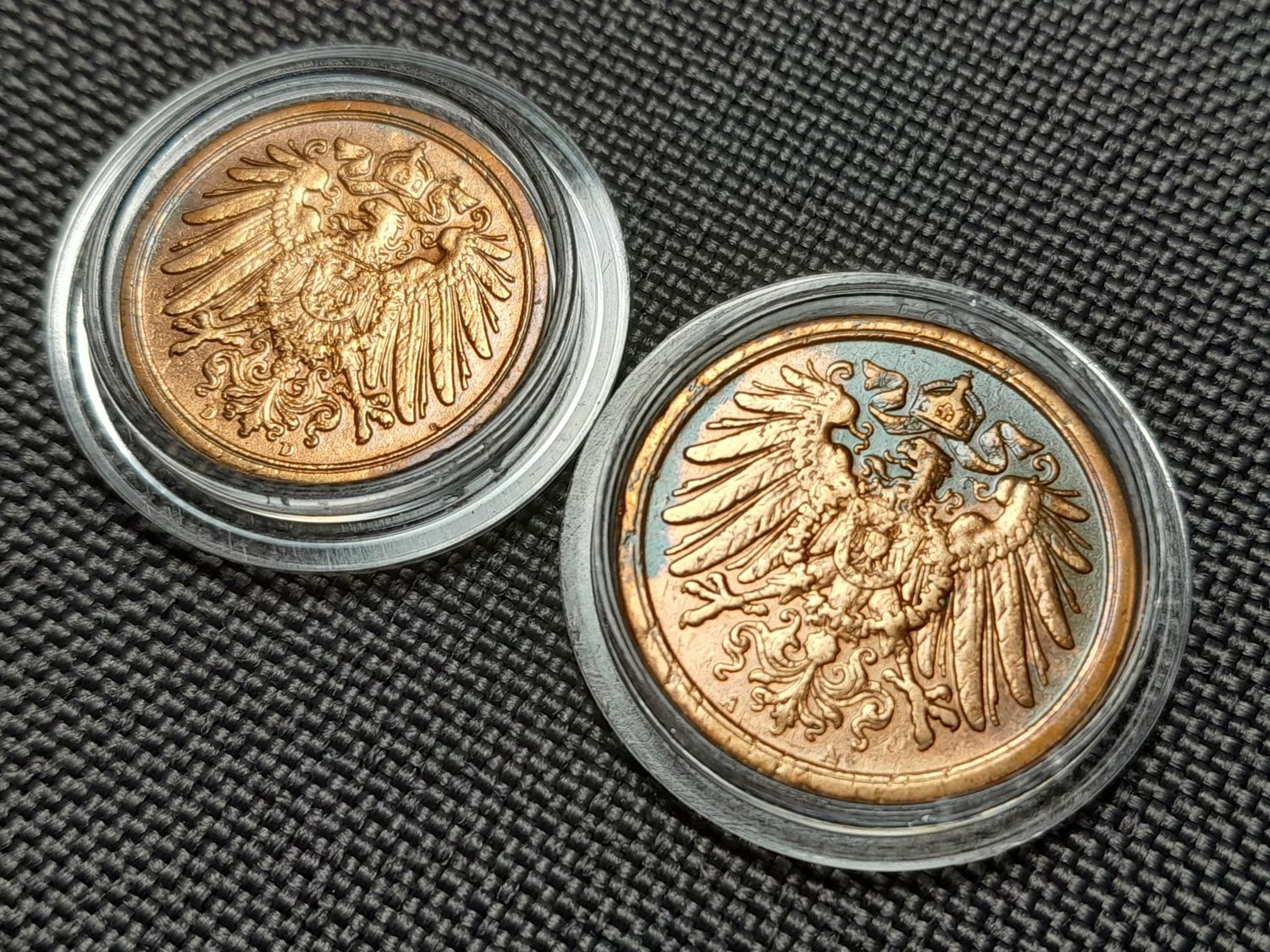 Münzen Set Deutsches Kaiserreich 1911 1913 A D 1 2 Pfennig Wilhelm II. Patina Erhaltung!