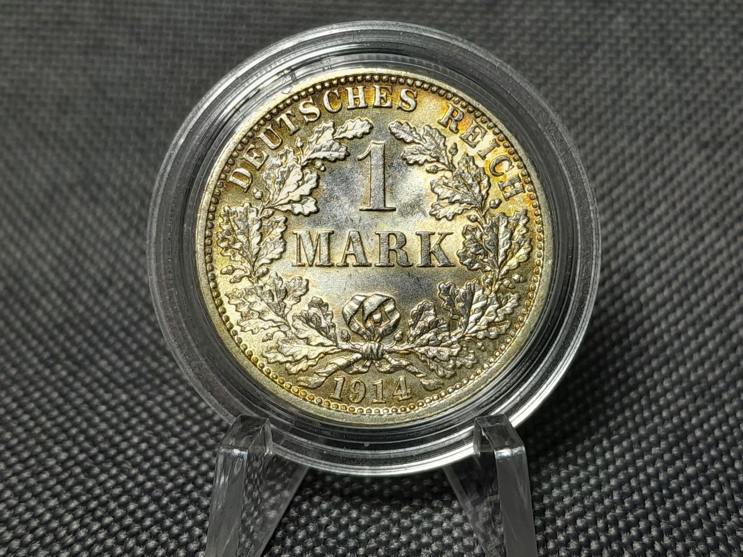 Silbermünze Deutsches Kaiserreich 1914 F 1 Mark Stuttgart Patina Erhaltung!!!