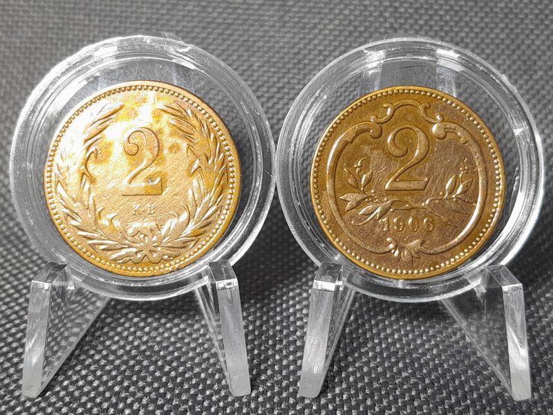 Münzen Set Österreich Ungarn 1897 1906 2 Heller Filler KuK Kaiser Franz Joseph Patina