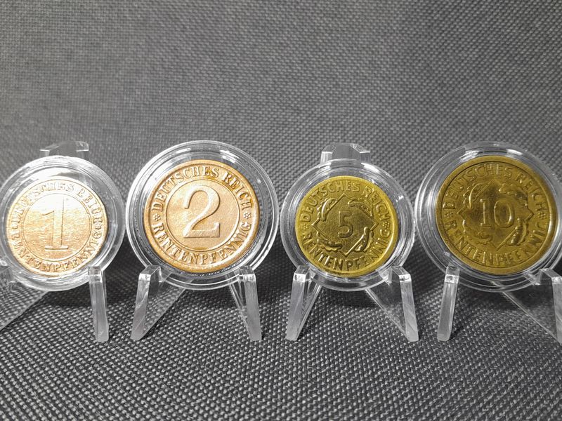 Münzen Set Weimarer Republik 1923 1924 A D 1 2 5 10 Rentenpfennig Erhaltung