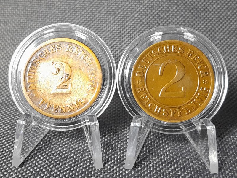 Münze Set 1874 1924 A D 2 Pfennig Reichspfennig Deutsches Kaiserreich Weimarer Republik