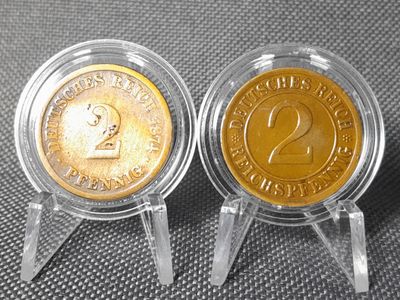 Münze Set 1874 1924 A D 2 Pfennig Reichspfennig Deutsches Kaiserreich Weimarer Republik Münze Set 1874 1924 A D 2 Pfennig Reichspfennig Deutsches Kaiserreich Weimarer Republik