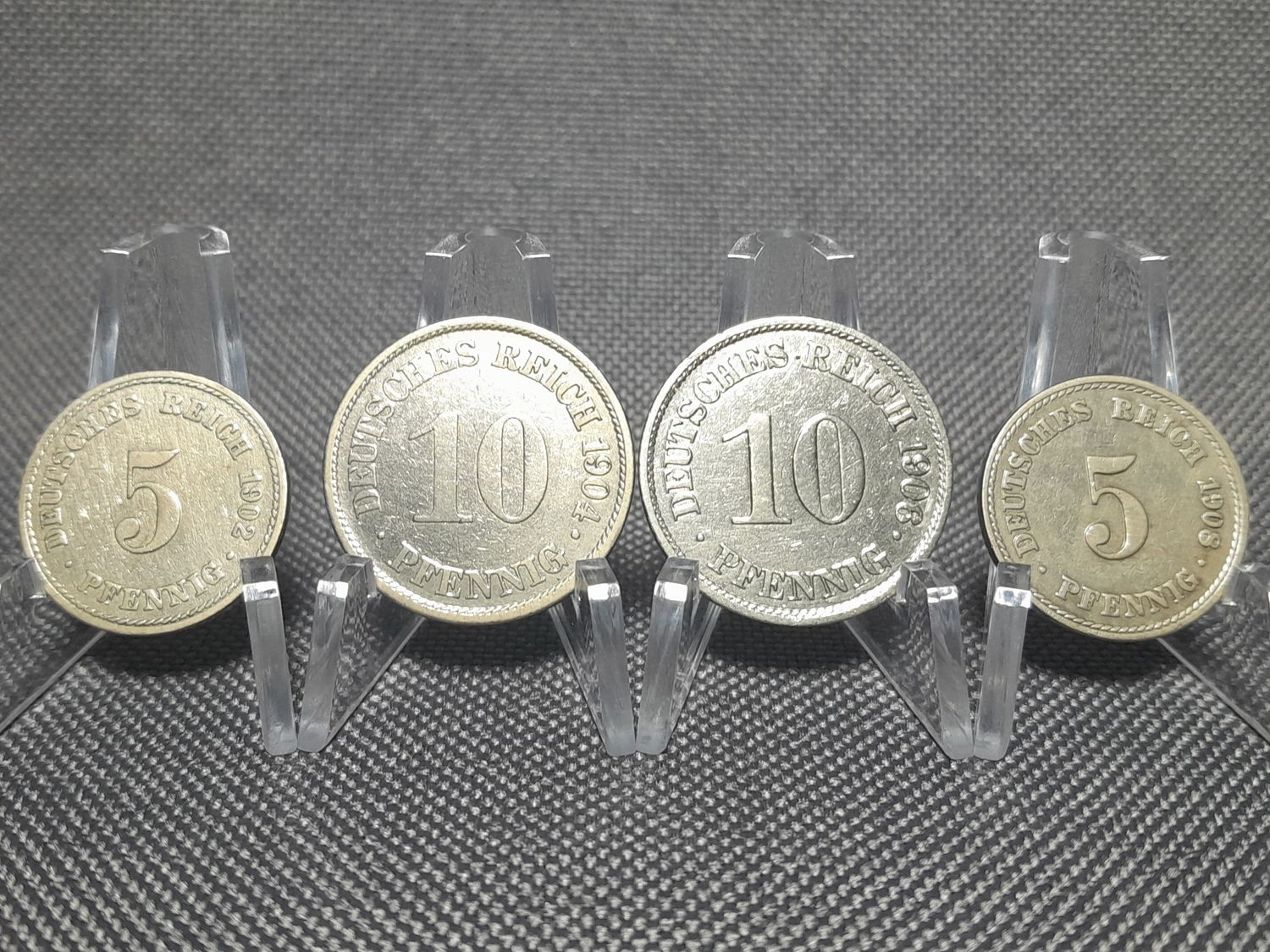 Münzen Set Deutsches Kaiserreich 1902 1904 1906 1908 A 5 10 Pfennig Berlin Erhaltung!
