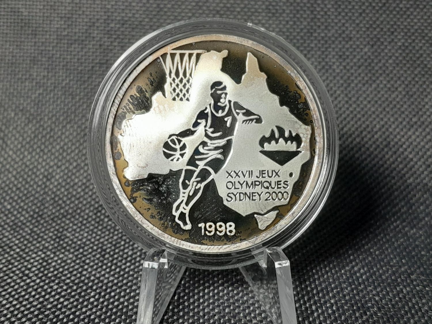 Silbermünze Kongo 1998 500 Francs Olympia 2000 Sydney Basketball PP Proof