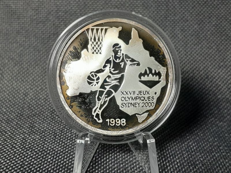 Silbermünze Kongo 1998 500 Francs Olympia 2000 Sydney Basketball PP Proof
