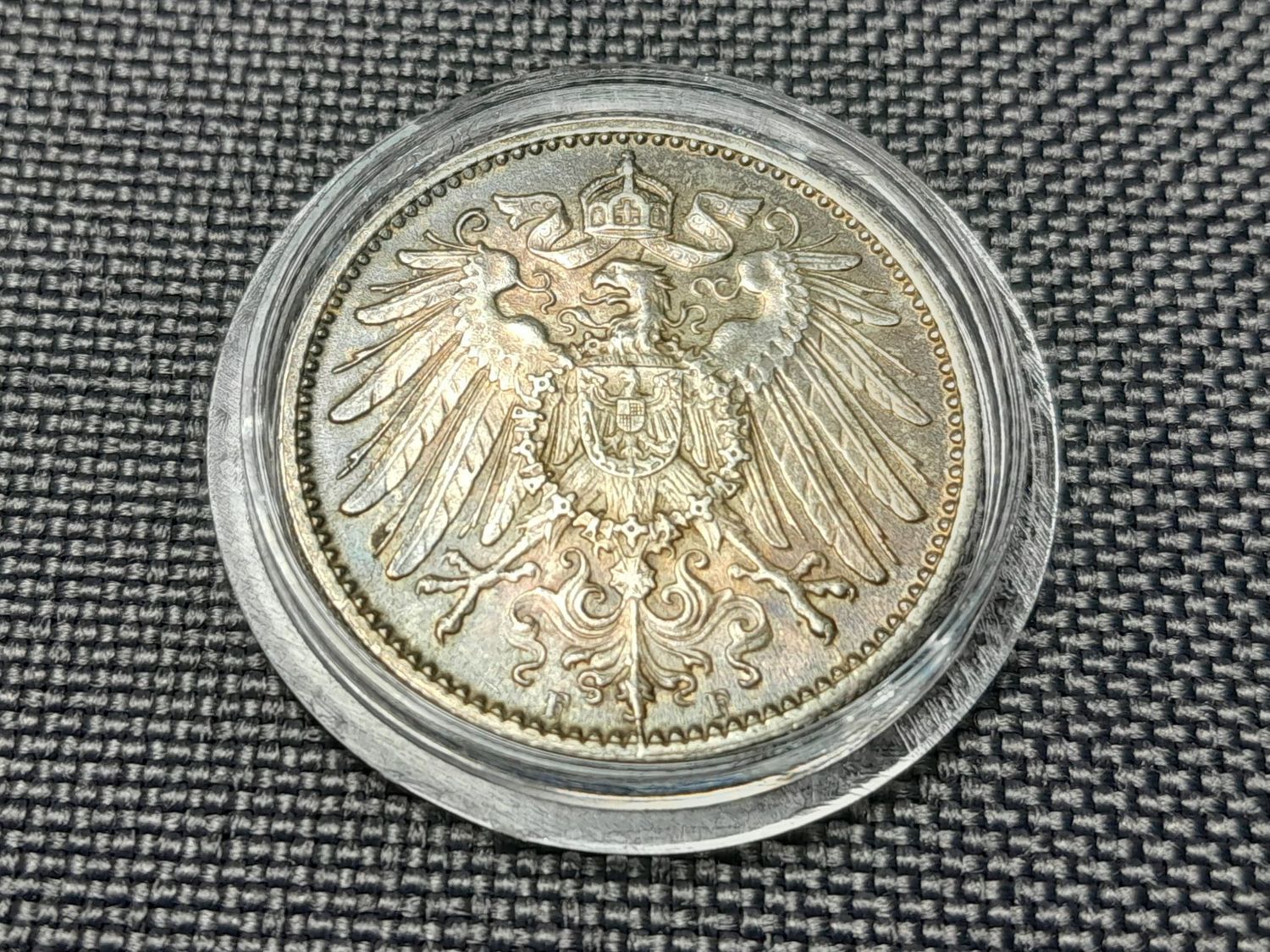Silbermünze Deutsches Kaiserreich 1914 F 1 Mark Stuttgart Fehlprägung Tönung