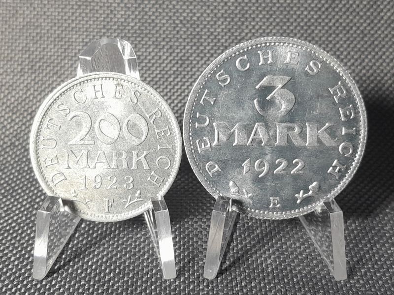 Münzen Set Weimarer Republik 1922 1923 E F 3 200 Mark Fehlprägung