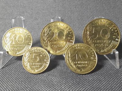 Münzen Set Frankreich 1963 1964 1966 5 10 20 50 Centimes Erhaltung!
