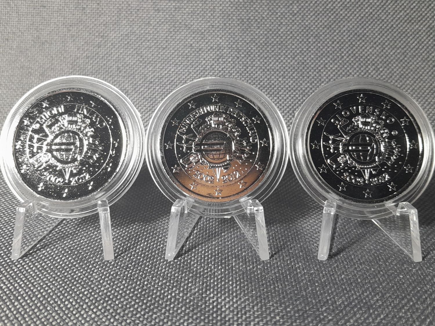Münzen Set Finnland Deutschland Slowakei 2012 2 Euro Platin Währungsunion
